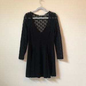 urban outfitters deep v black dress